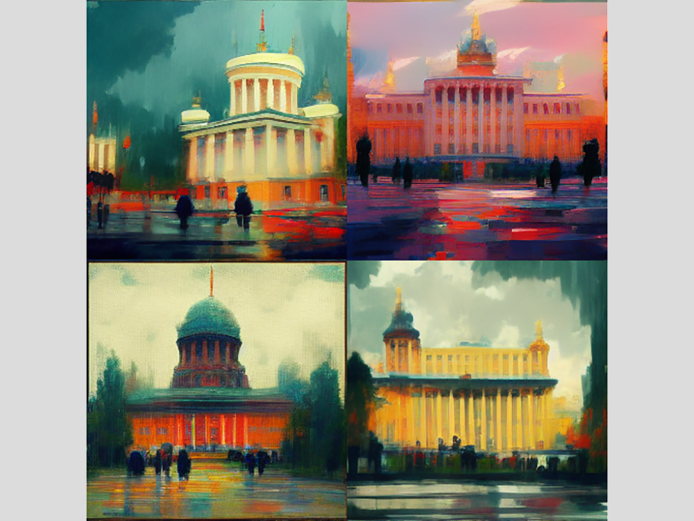 Так нейросеть нарисовала Верховный суд в стиле импрессионизм. 
